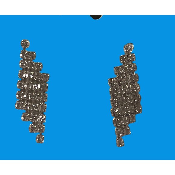 Kim Rogers Silver-Tone Rhinestone Cascade Earrings For Sensitive Ears - Picture 3 of 4